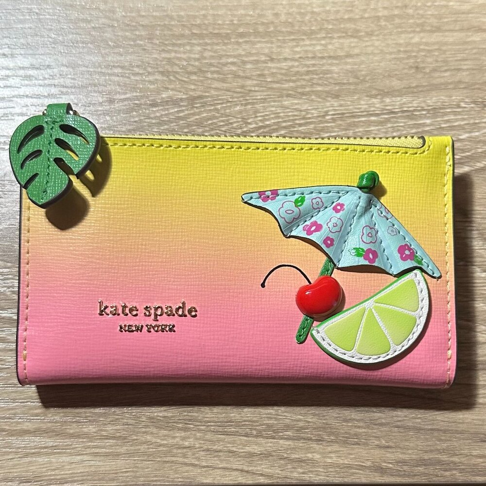 Kate Spade Playa Ombre Saffiano Leather Small Slim Bifold Wallet